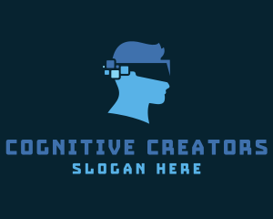 Pixel Head Goggles logo design