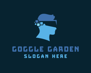 Pixel Head Goggles logo design