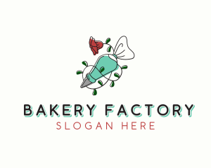 Floral Piping Bag Bakery logo design