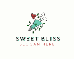 Floral Piping Bag Bakery logo design