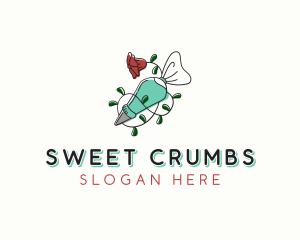 Floral Piping Bag Bakery logo design