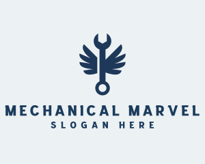 Wings Wrench Mechanic logo design