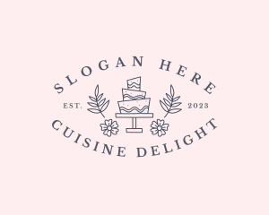 Sweet Flower Cake Dessert logo design