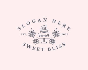 Sweet Flower Cake Dessert logo design