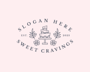 Sweet Flower Cake Dessert logo design