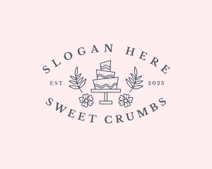 Sweet Flower Cake Dessert logo design