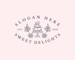 Sweet Flower Cake Dessert logo design