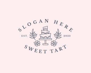 Sweet Flower Cake Dessert logo design