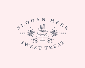 Sweet Flower Cake Dessert logo design