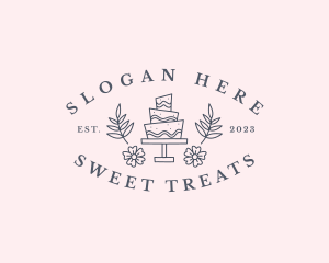 Sweet Flower Cake Dessert logo design