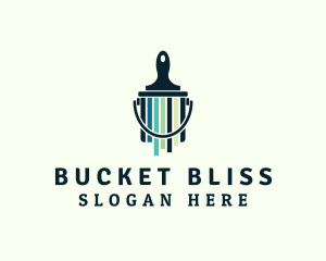 Multicolor Paint Brush Bucket logo design