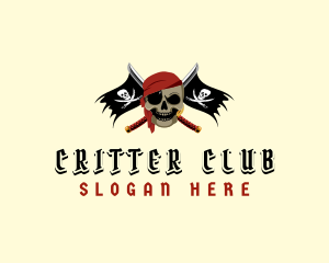 Pirate Flag Sword logo design