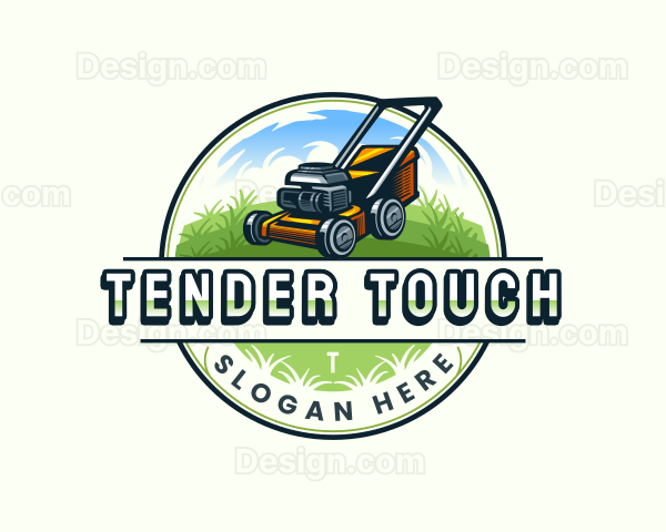 Lawn Mower Garden Landscaping Logo