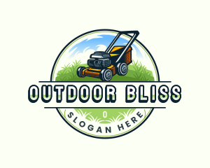 Lawn Mower Garden Landscaping logo design