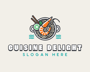 Shrimp Soup Noodles logo design