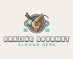 Shrimp Soup Noodles logo design