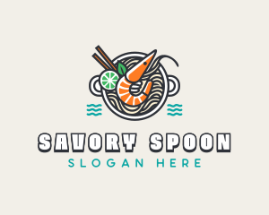 Shrimp Soup Noodles logo design