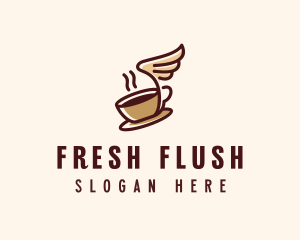 Flying Coffee Cup logo design