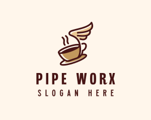 Flying Coffee Cup logo design