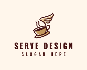 Flying Coffee Cup logo design