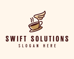 Flying Coffee Cup logo design