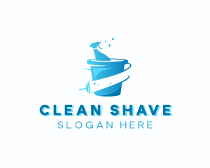 Cleaning Bucket Spray Bottle logo design