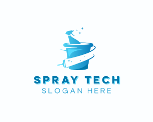 Cleaning Bucket Spray Bottle logo design