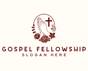 Floral Praying Hand Cross logo