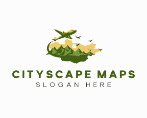 Mongolia Mountain Country Map logo design