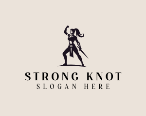 Woman Sword Warrior logo design