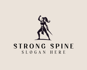 Woman Sword Warrior logo design