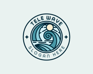 Waves Surfing Beach logo design