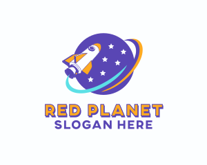 Planet Rocket Ship logo design