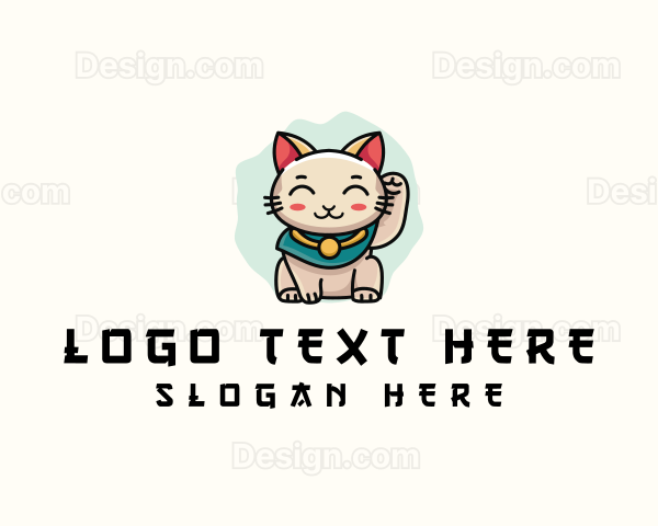 Cute Lucky Cat Logo