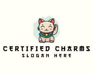 Cute Lucky Cat  logo design