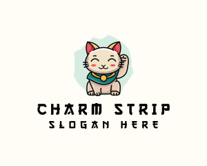 Cute Lucky Cat  logo design