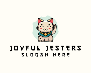 Cute Lucky Cat  logo design