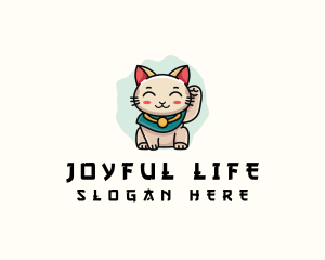 Cute Lucky Cat  logo design