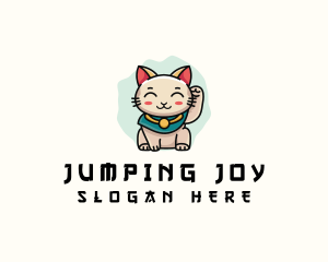 Cute Lucky Cat  logo design