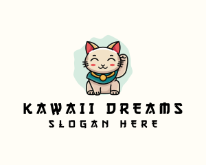 Cute Lucky Cat  logo design