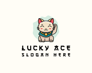 Cute Lucky Cat  logo design