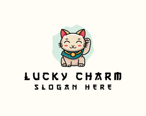 Cute Lucky Cat  logo design