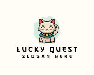 Cute Lucky Cat  logo design