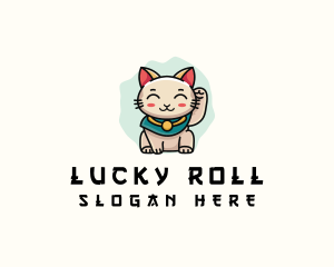 Cute Lucky Cat  logo design