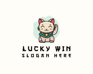 Cute Lucky Cat  logo design