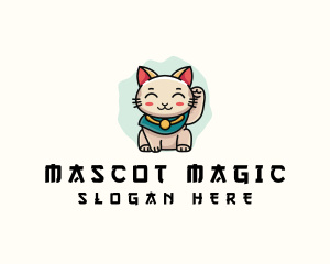 Cute Lucky Cat  logo design