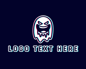 Glitch Horror Ghost Gaming logo design
