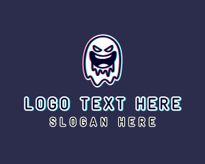 Glitch Horror Ghost Gaming logo design