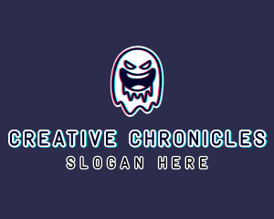 Glitch Horror Ghost Gaming logo design