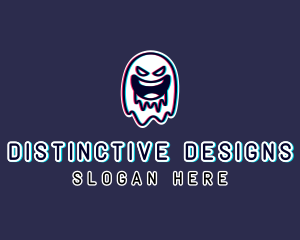 Glitch Horror Ghost Gaming logo design